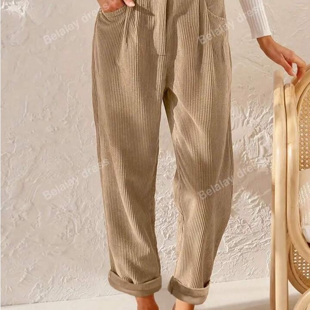 SHEIN Tan Corduroy Trousers